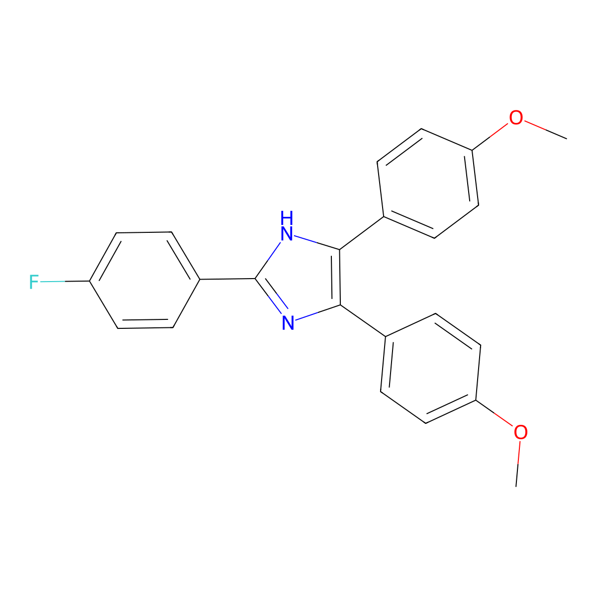 2-(4-fluorophenyl)-4,5-bis(4-methoxyphenyl)-1H-imidazole molecular structure, CAS 73445-45-1