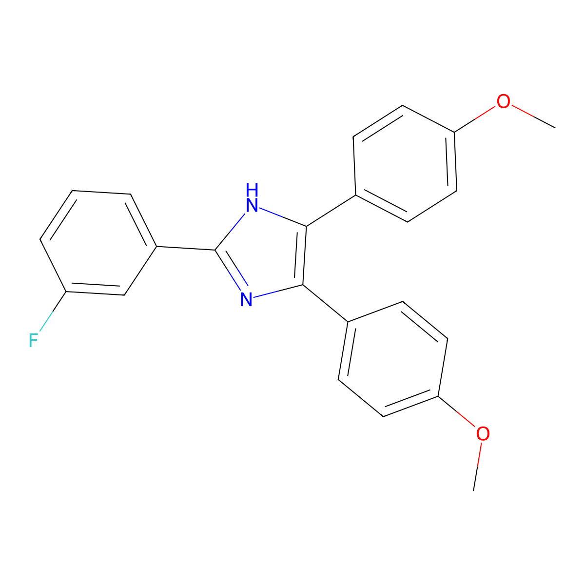 2-(3-fluorophenyl)-4,5-bis(4-methoxyphenyl)-1H-imidazole molecular structure, CAS 73445-47-3