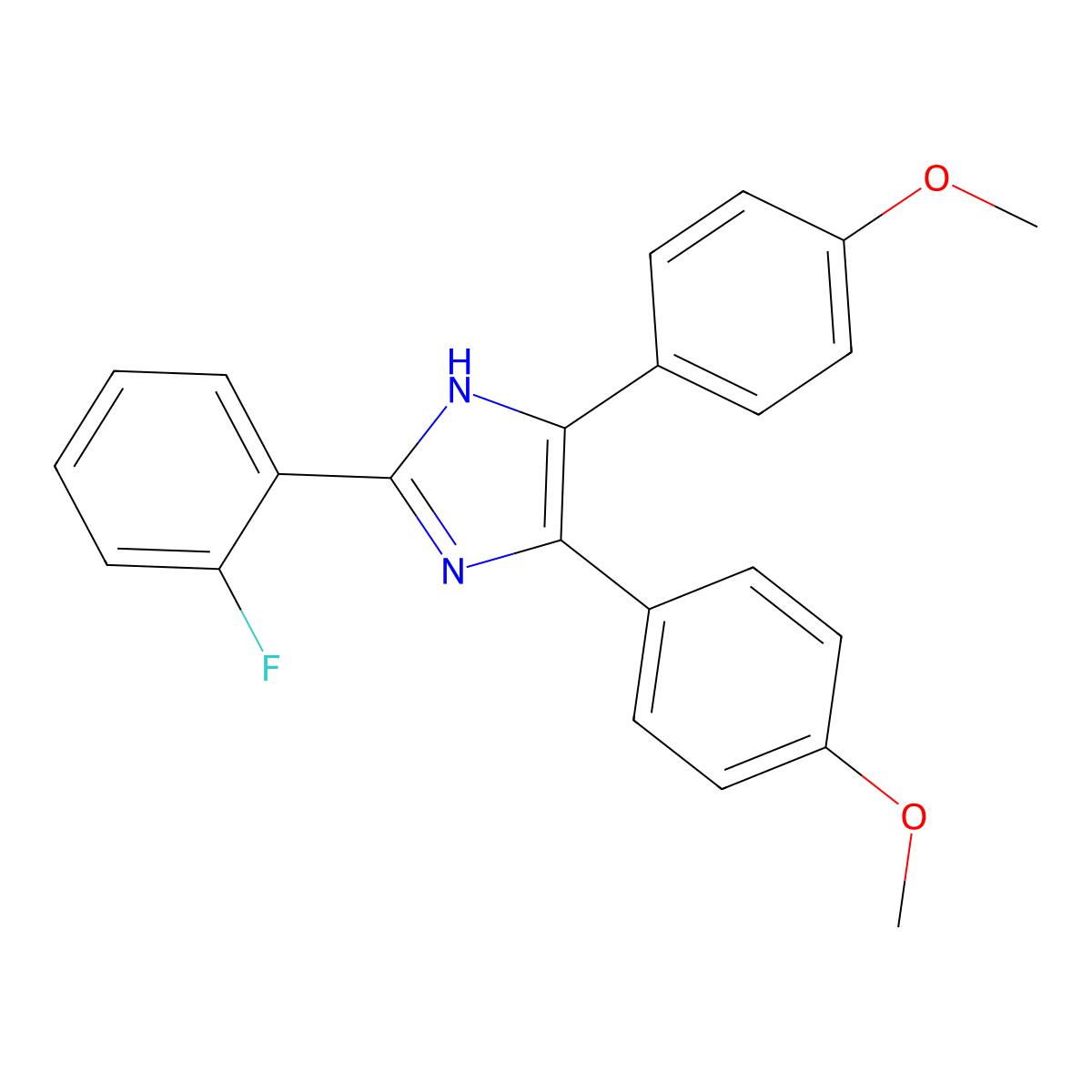 2-(2-Fluorophenyl)-4,5-bis(4-methoxyphenyl)-1H-imidazole molecular structure, CAS 73445-48-4