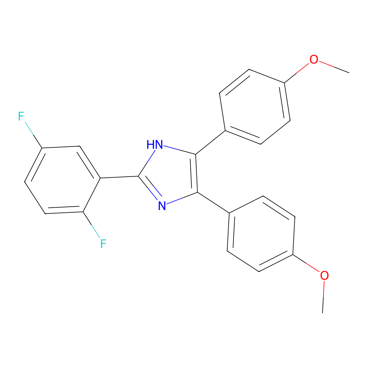 2-(2,5-Difluorophenyl)-4,5-bis(4-methoxyphenyl)-1H-imidazole molecular structure, CAS 73445-49-5