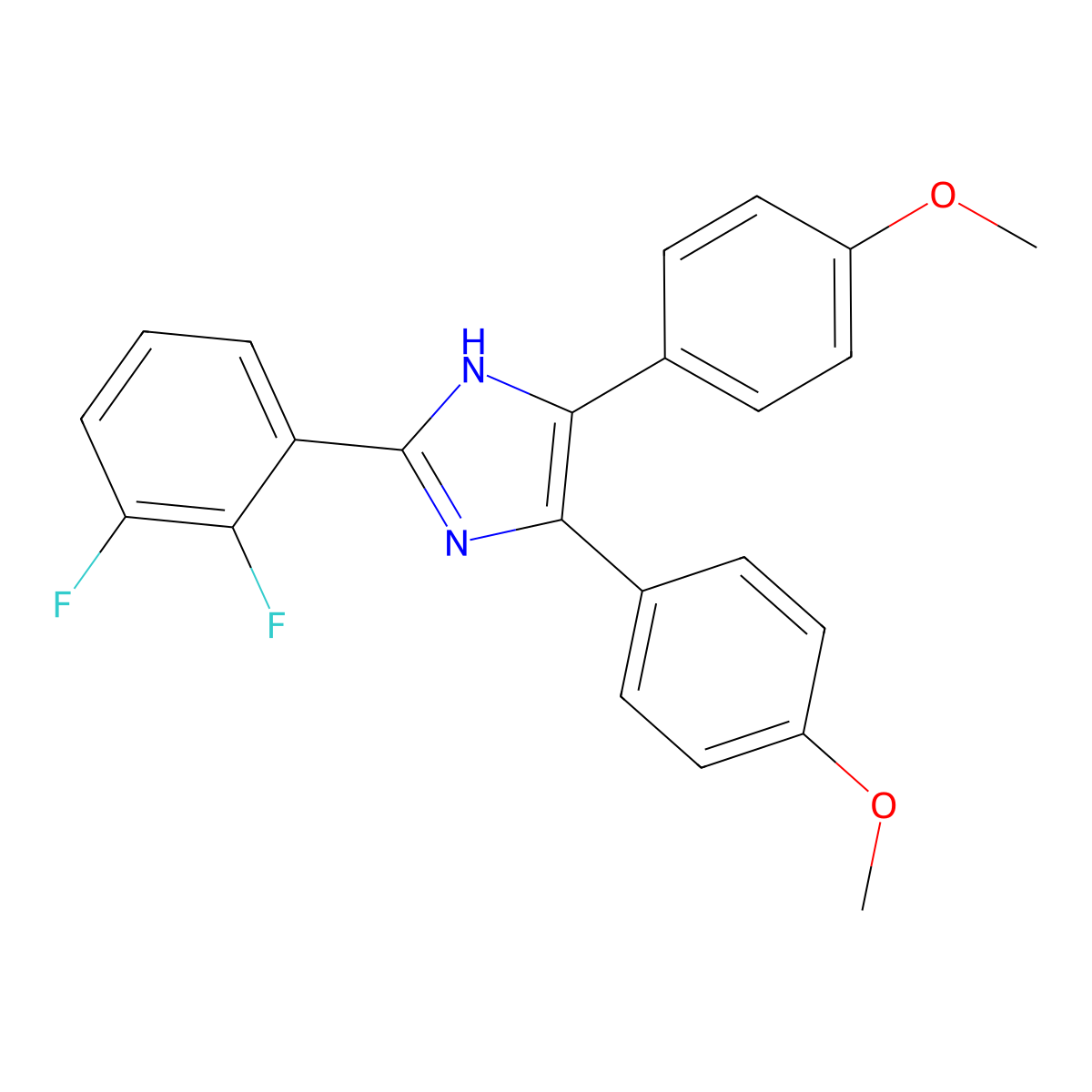 2-(2,3-Difluorophenyl)-4,5-bis(4-methoxyphenyl)-1H-imidazole molecular structure, CAS 73445-51-9