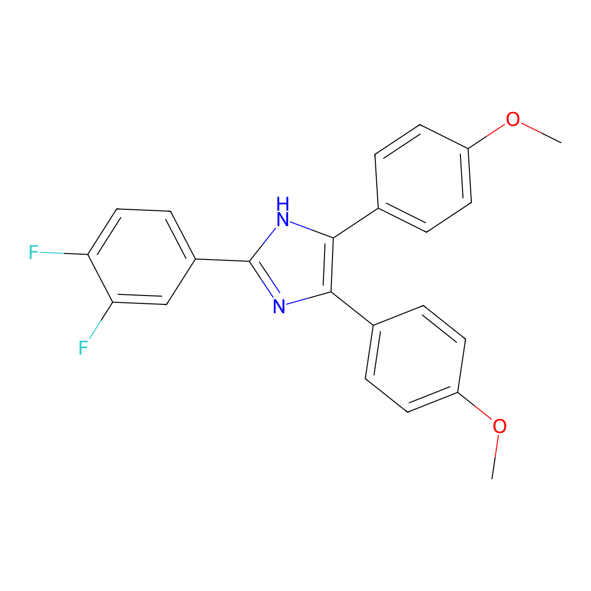 2-(3,4-Difluorophenyl)-4,5-bis(4-methoxyphenyl)-1H-imidazole molecular structure, CAS 73445-52-0