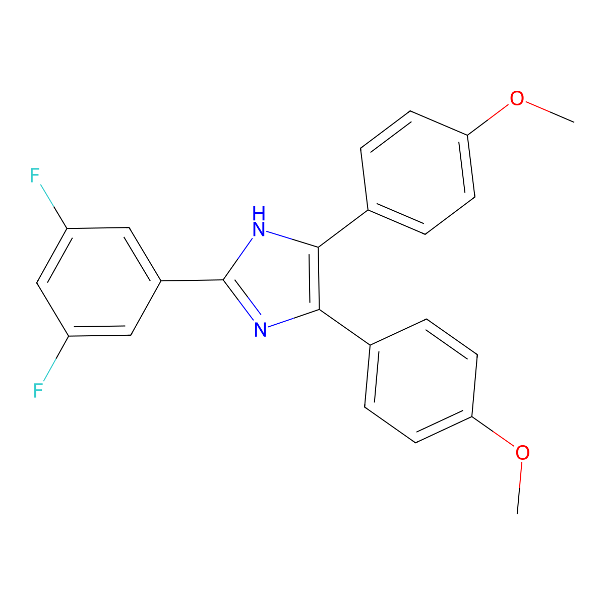 2-(3,5-Difluorophenyl)-4,5-bis(4-methoxyphenyl)-1H-imidazole molecular structure, CAS 73445-53-1