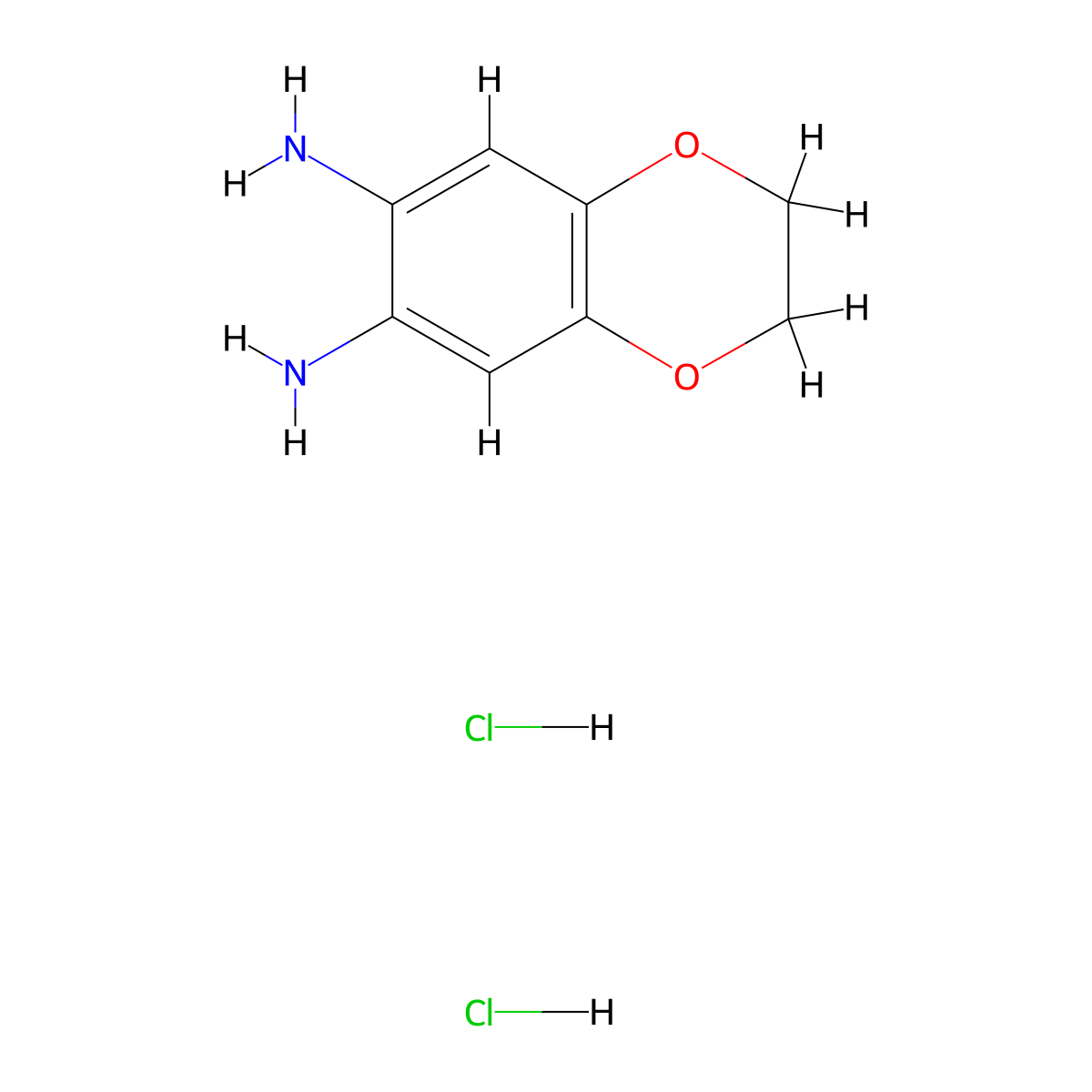 1,2-Diamino-4,5-ethylenedioxybenzene dihydrochloride molecular structure, CAS 73448-02-9
