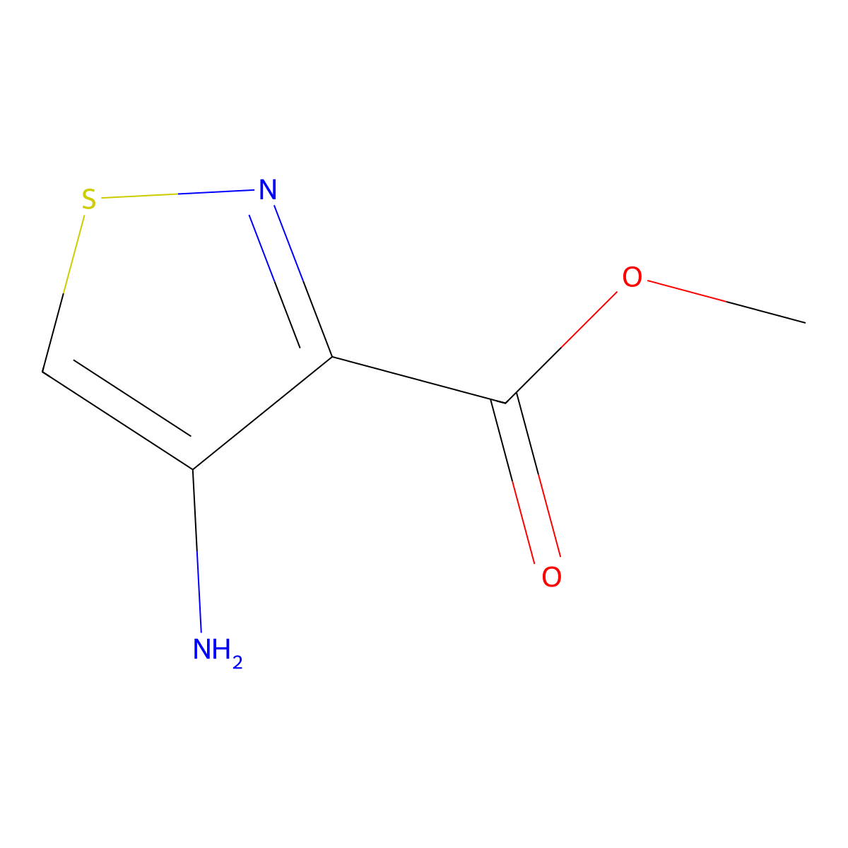 Methyl 4-amino-1,2-thiazole-3-carboxylate molecular structure, CAS 734492-43-4