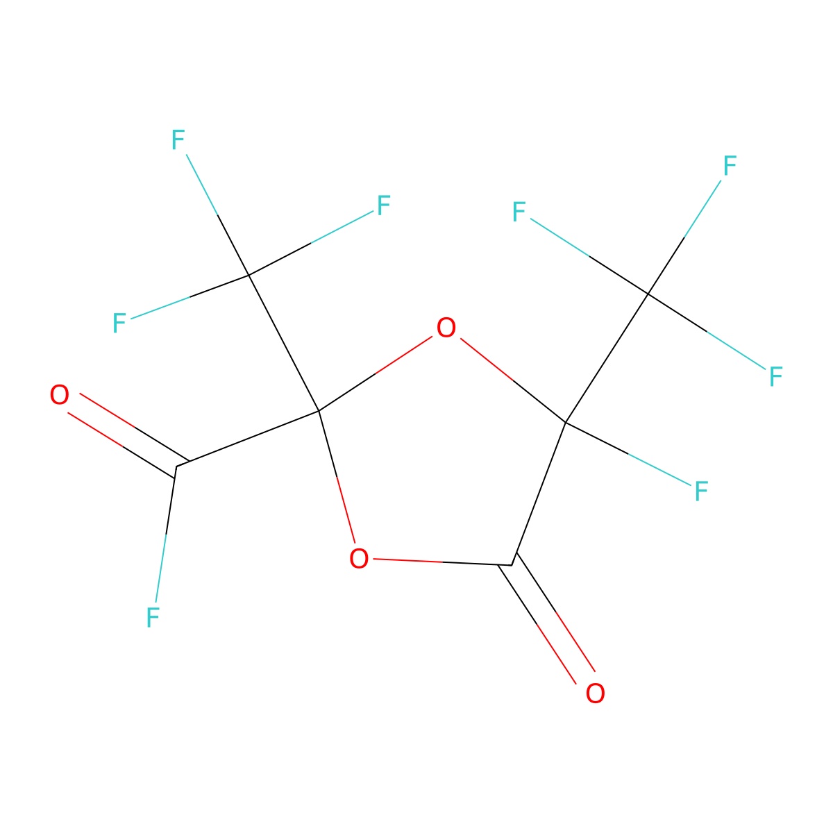 4-Fluoro-5-oxo-2,4-bis(trifluoromethyl)-1,3-dioxolane-2-carbonyl fluoride molecular structure, CAS 7345-49-5
