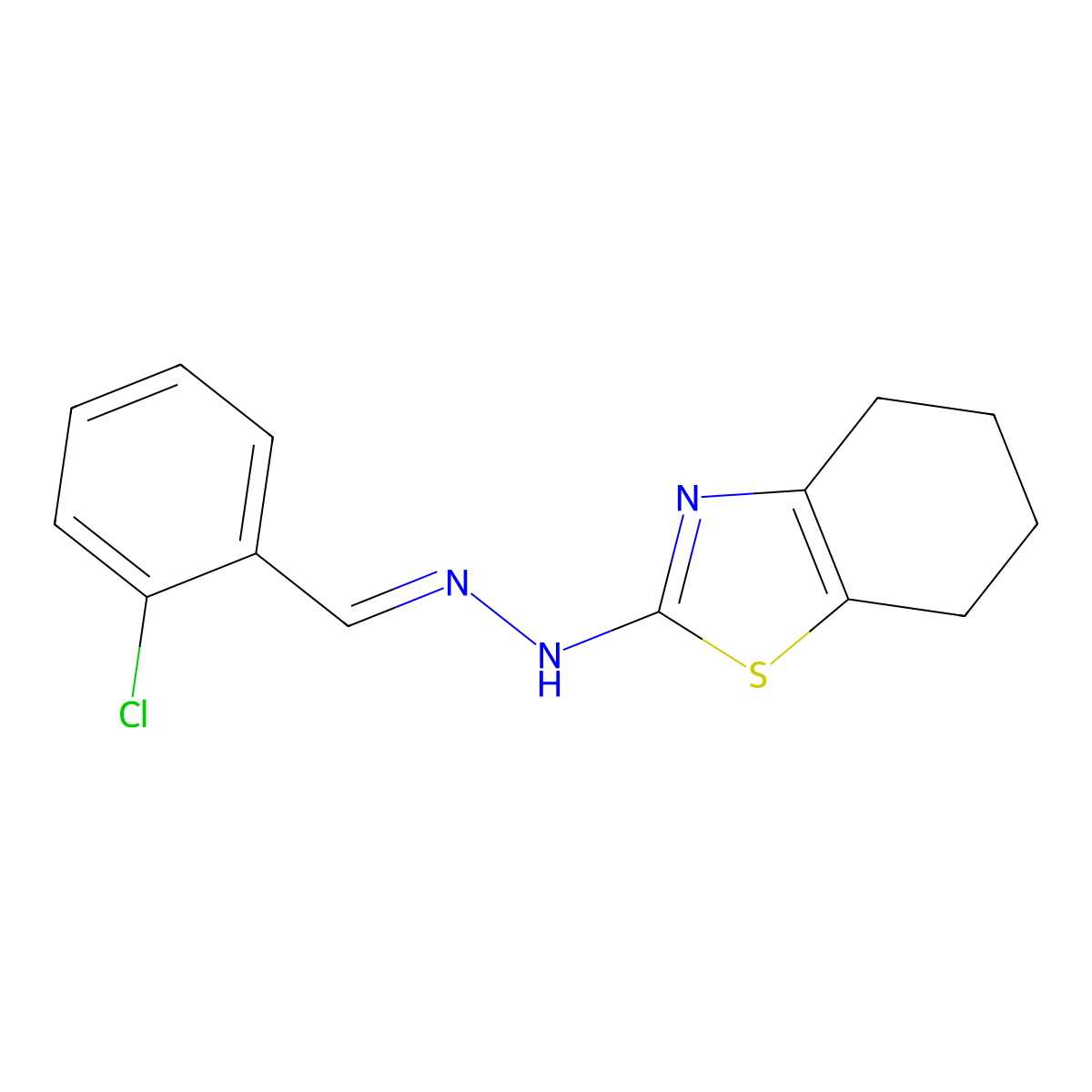 2-Chlorobenzaldehyde 2-(4,5,6,7-tetrahydro-2-benzothiazolyl)hydrazone molecular structure, CAS 7345-59-7