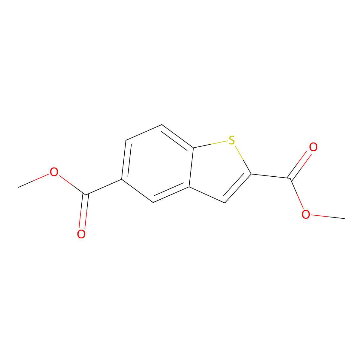 Dimethyl 1-benzothiophene-2,5-dicarboxylate molecular structure, CAS 7345-76-8