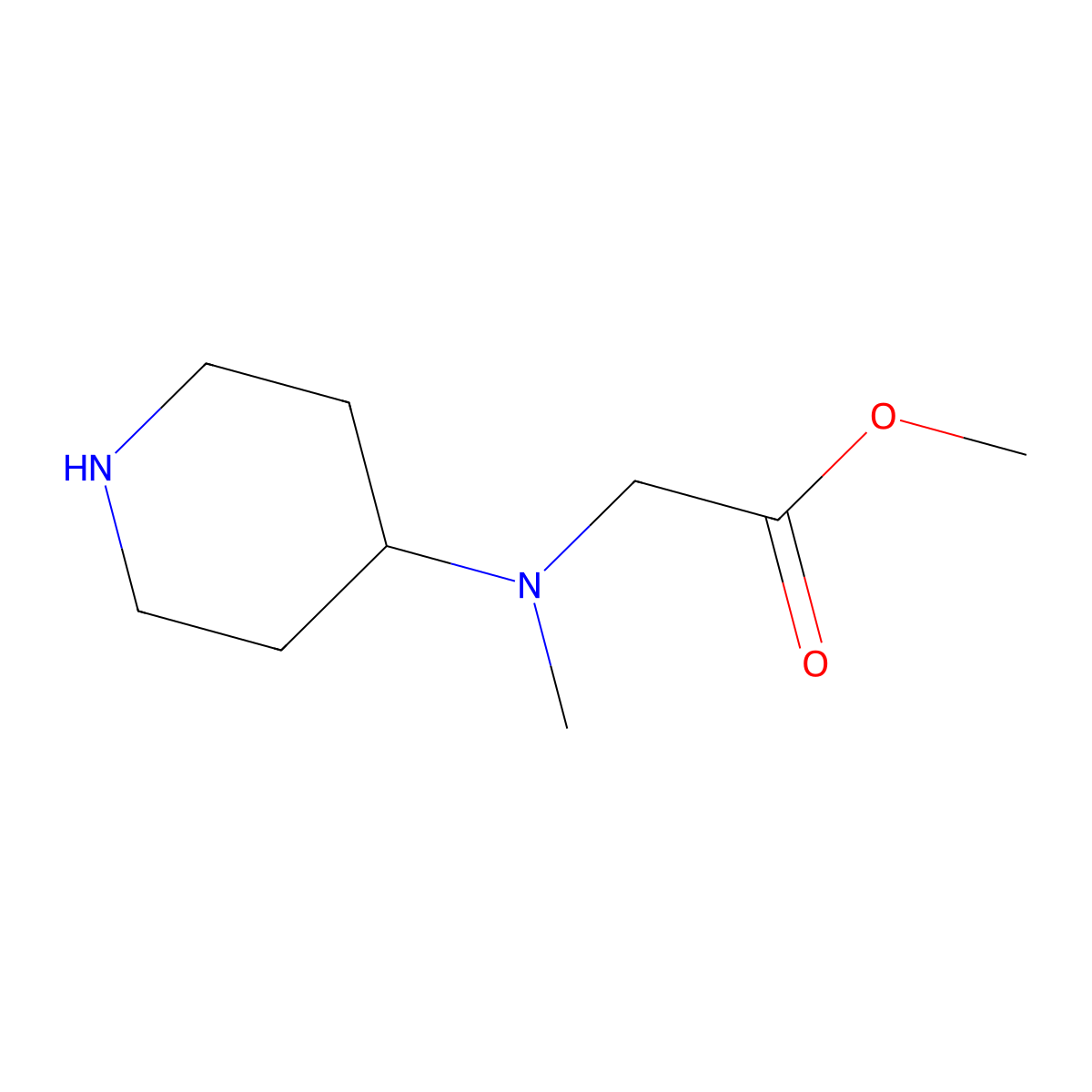 Methyl n-methyl-n-(piperidin-4-yl)glycinate molecular structure, CAS 734515-41-4
