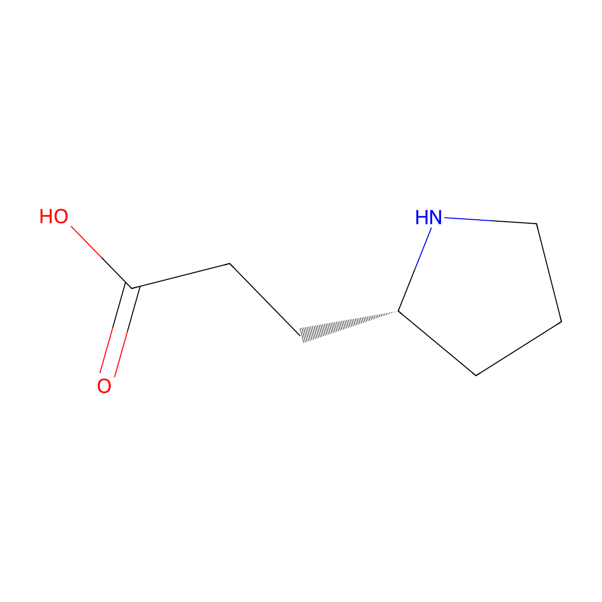 3-[(2R)-Pyrrolidin-2-yl]propanoic acid molecular structure, CAS 734516-72-4