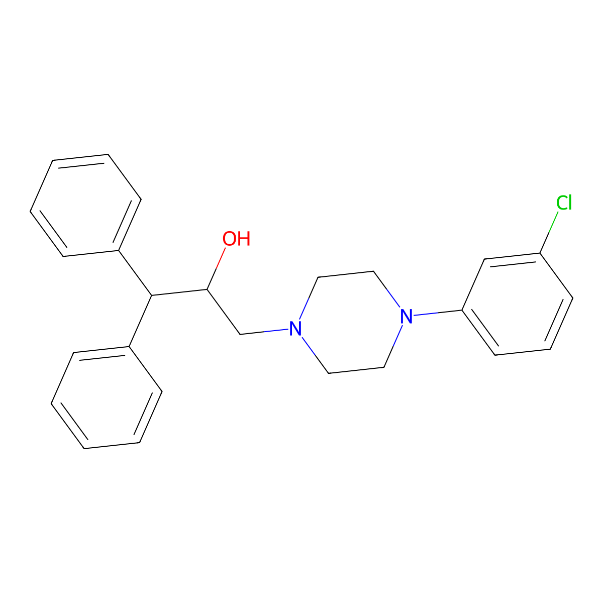 3-(4-(3-Chlorophenyl)piperazin-1-yl)-1,1-diphenyl-2-propanol molecular structure, CAS 734517-40-9