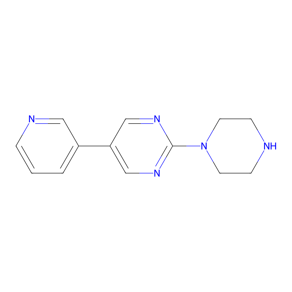 2-(Piperazin-1-yl)-5-(pyridin-3-yl)pyrimidine molecular structure, CAS 734526-25-1