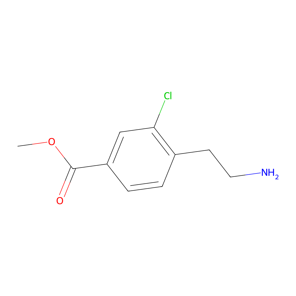 Methyl 4-(2-aminoethyl)-3-chlorobenzoate molecular structure, CAS 734528-30-4