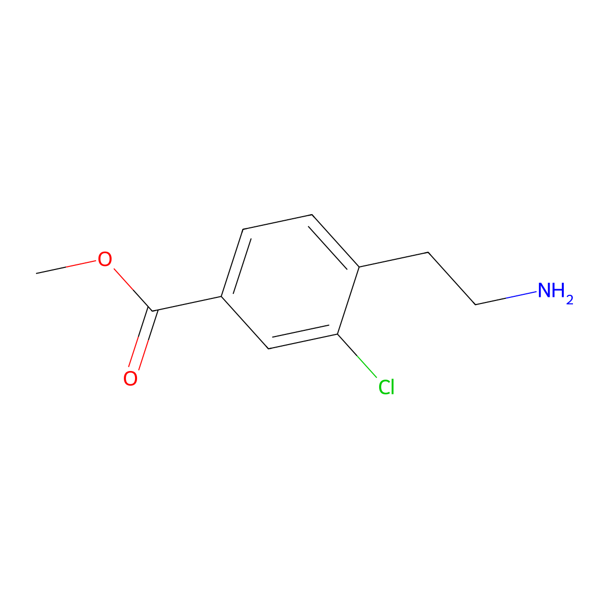 Methyl 4-(2-aminoethyl)-3-chlorobenzoate molecular structure, CAS 734528-30-4