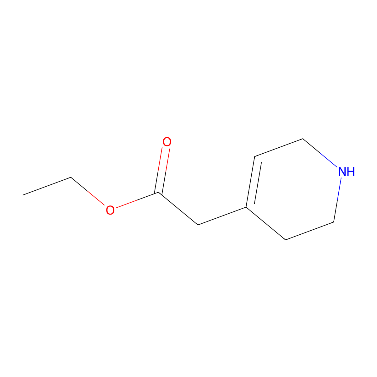 Ethyl 2-(1,2,3,6-tetrahydropyridin-4-yl)acetate molecular structure, CAS 734531-08-9