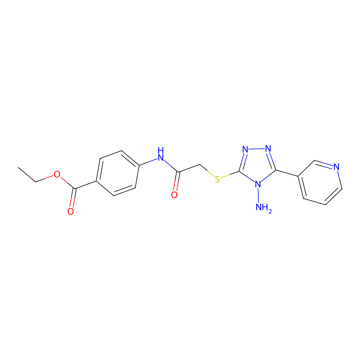 ethyl 4-(2-{[4-amino-5-(pyridin-3-yl)-4H-1,2,4-triazol-3-yl]sulfanyl}acetamido)benzoate molecular structure, CAS 734534-91-9