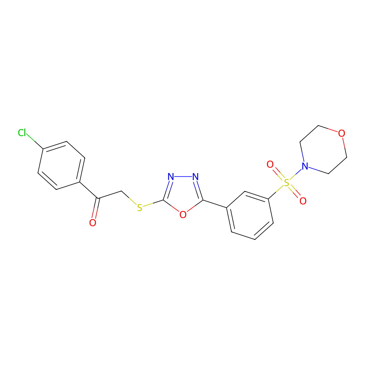 1-(4-Chlorophenyl)-2-({5-[3-(morpholine-4-sulfonyl)phenyl]-1,3,4-oxadiazol-2-yl}sulfanyl)ethan-1-one molecular structure, CAS 734535-28-5