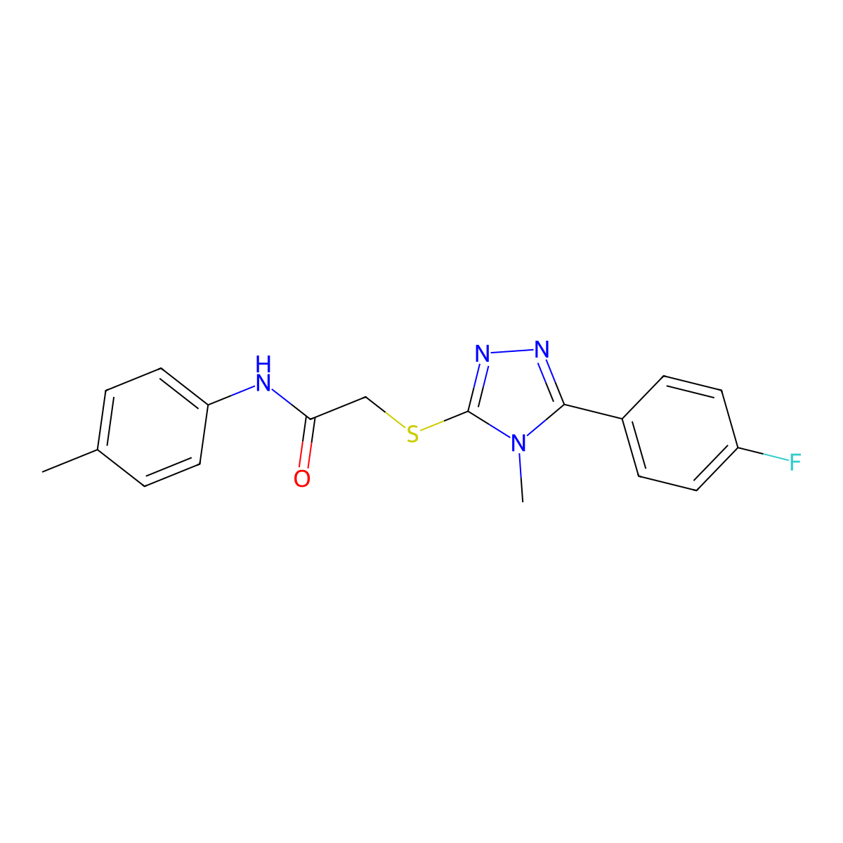 2-{[5-(4-fluorophenyl)-4-methyl-4H-1,2,4-triazol-3-yl]sulfanyl}-N-(4-methylphenyl)acetamide molecular structure, CAS 734535-48-9