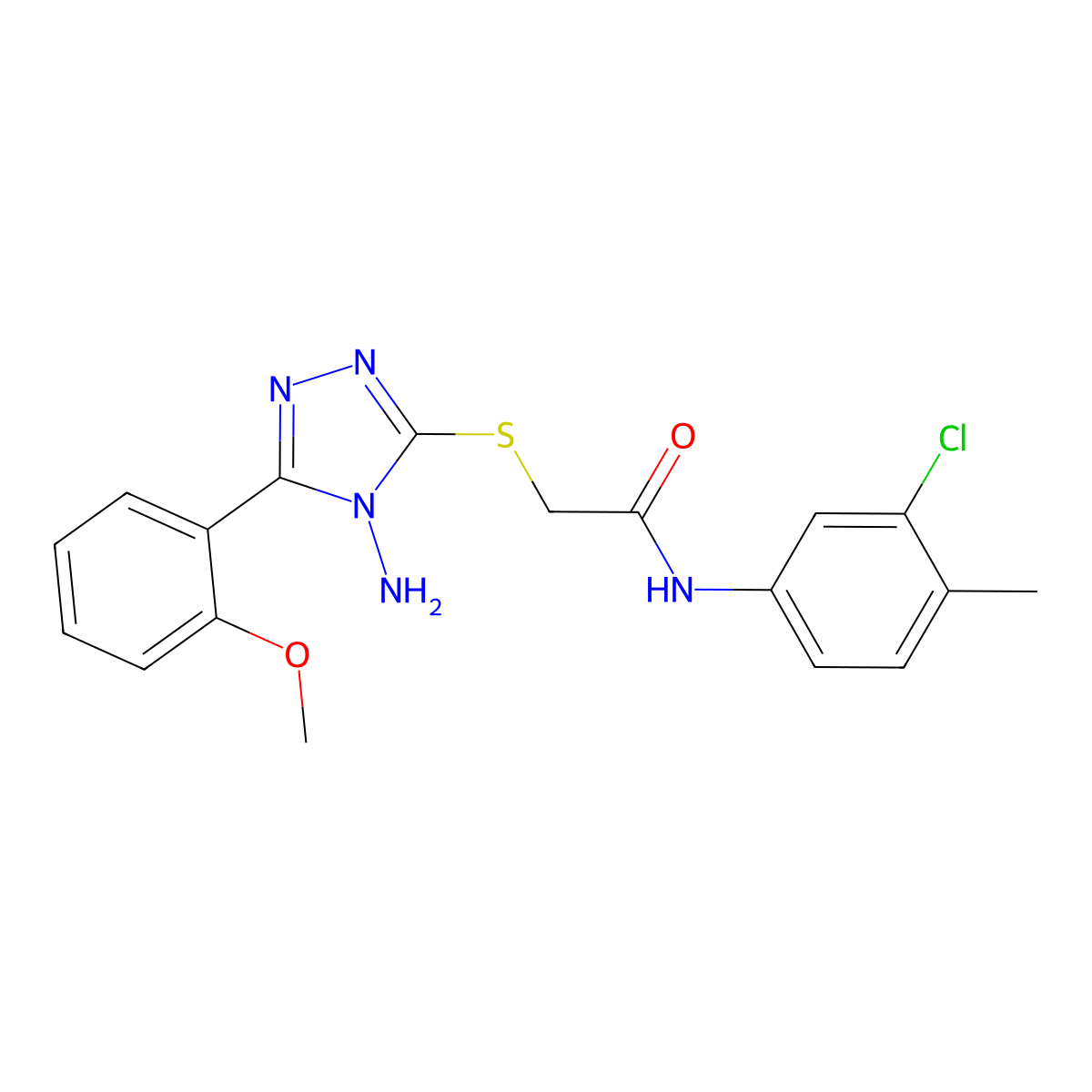 2-[[4-amino-5-(2-methoxyphenyl)-1,2,4-triazol-3-yl]sulfanyl]-N-(3-chloro-4-methylphenyl)acetamide molecular structure, CAS 734536-34-6