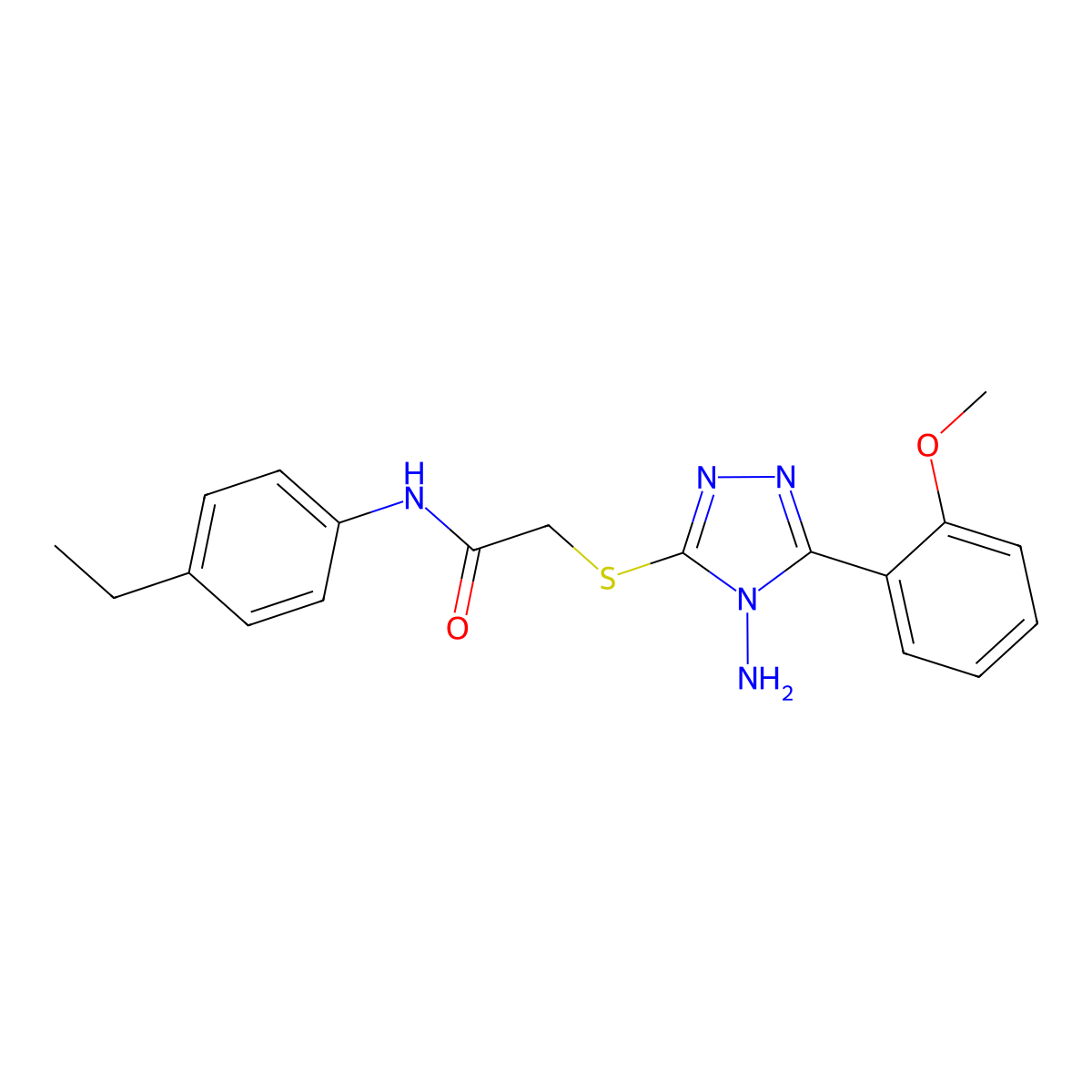 2-{[4-amino-5-(2-methoxyphenyl)-4H-1,2,4-triazol-3-yl]sulfanyl}-N-(4-ethylphenyl)acetamide molecular structure, CAS 734537-03-2