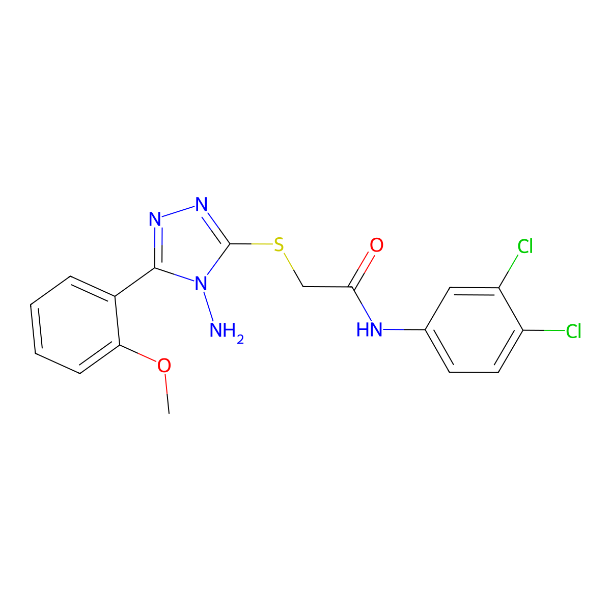 2-((4-amino-5-(2-methoxyphenyl)-4H-1,2,4-triazol-3-yl)thio)-N-(3,4-dichlorophenyl)acetamide molecular structure, CAS 734537-06-5