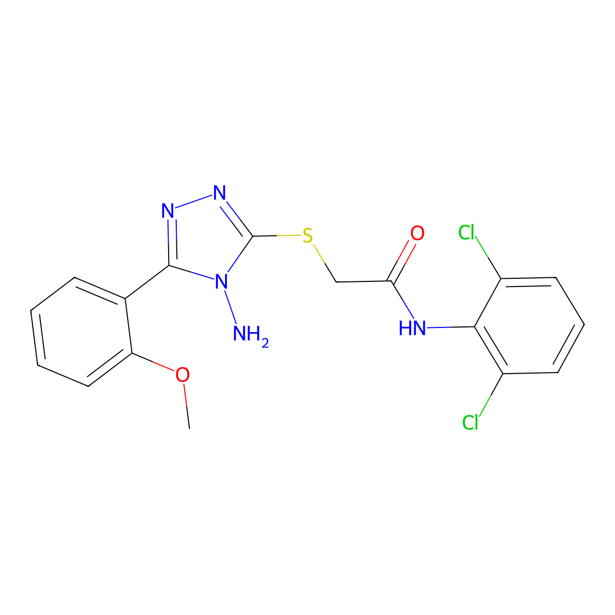 2-{[4-amino-5-(2-methoxyphenyl)-4H-1,2,4-triazol-3-yl]sulfanyl}-N-(2,6-dichlorophenyl)acetamide molecular structure, CAS 734537-12-3