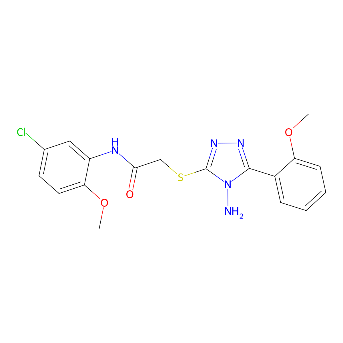 2-{[4-amino-5-(2-methoxyphenyl)-4H-1,2,4-triazol-3-yl]sulfanyl}-N-(5-chloro-2-methoxyphenyl)acetamide molecular structure, CAS 734537-55-4
