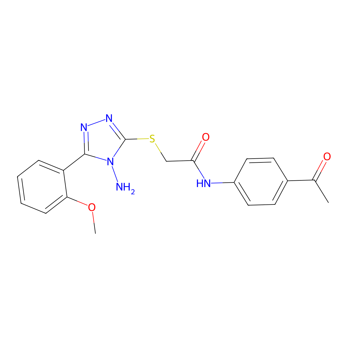 N-(4-acetylphenyl)-2-[[4-amino-5-(2-methoxyphenyl)-1,2,4-triazol-3-yl]sulfanyl]acetamide molecular structure, CAS 734537-58-7