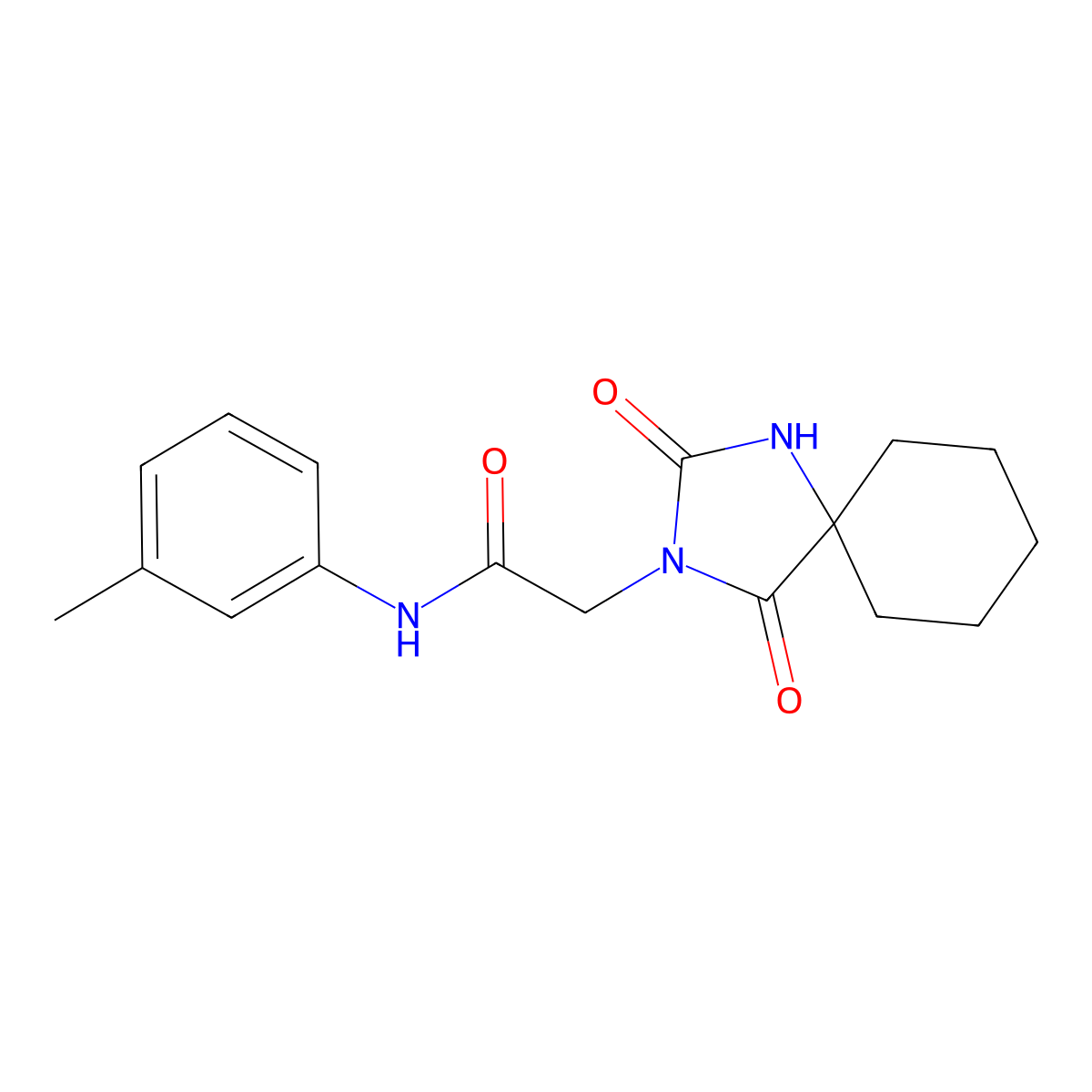 2-(2,4-dioxo-1,3-diazaspiro[4.5]dec-3-yl)-N-(3-methylphenyl)acetamide molecular structure, CAS 734539-62-9