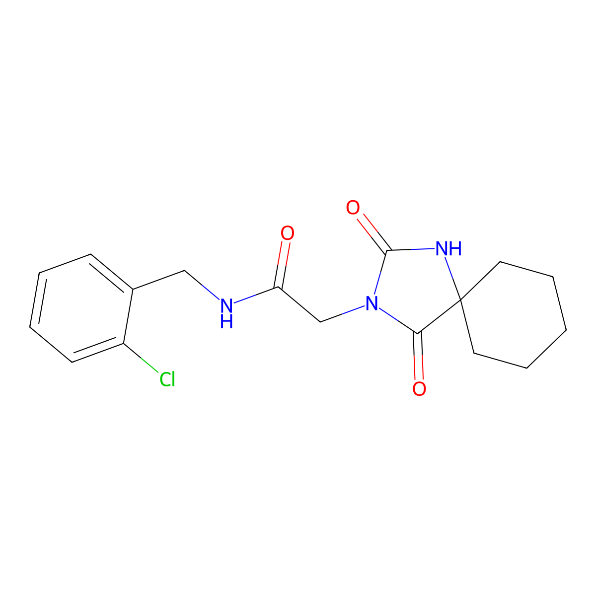 N-(2-chlorobenzyl)-2-(2,4-dioxo-1,3-diazaspiro[4.5]dec-3-yl)acetamide molecular structure, CAS 734539-93-6