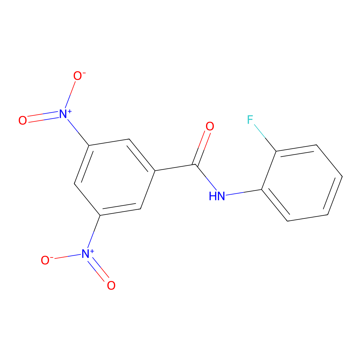 N-(2-fluorophenyl)-3,5-dinitrobenzamide molecular structure, CAS 73454-92-9