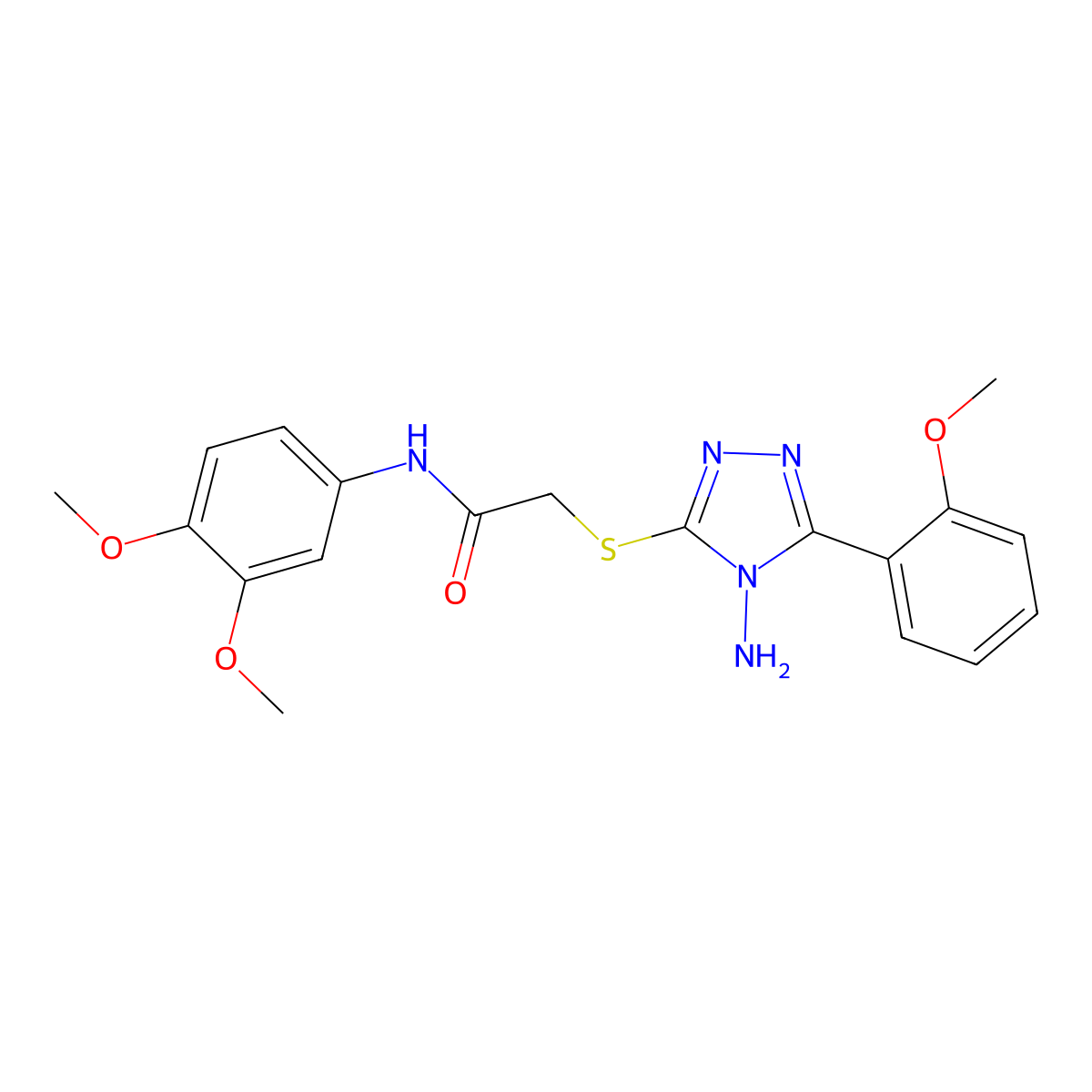 2-{[4-amino-5-(2-methoxyphenyl)-4H-1,2,4-triazol-3-yl]sulfanyl}-N-(3,4-dimethoxyphenyl)acetamide molecular structure, CAS 734540-87-5