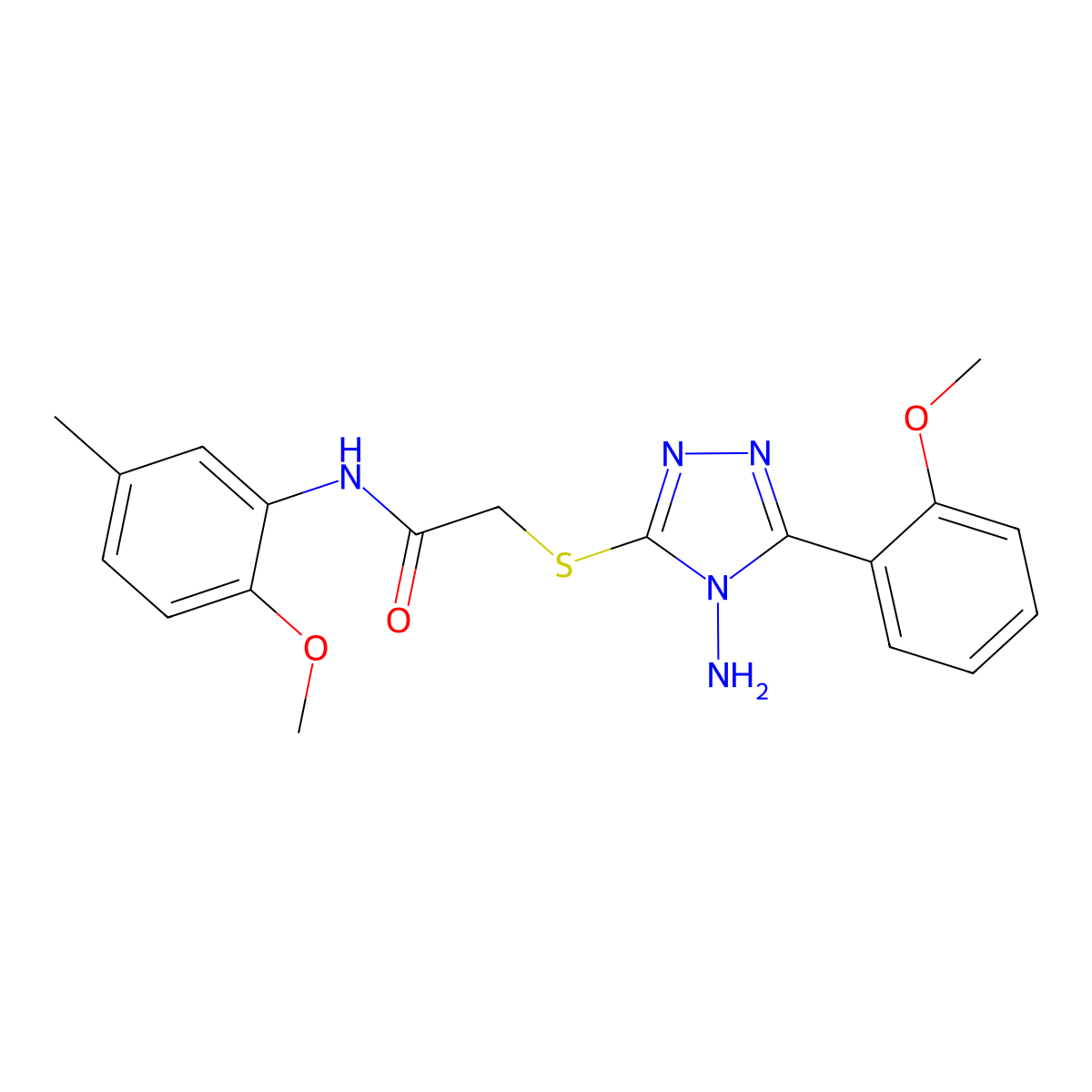 2-{[4-amino-5-(2-methoxyphenyl)-4H-1,2,4-triazol-3-yl]sulfanyl}-N-(2-methoxy-5-methylphenyl)acetamide molecular structure, CAS 734541-96-9