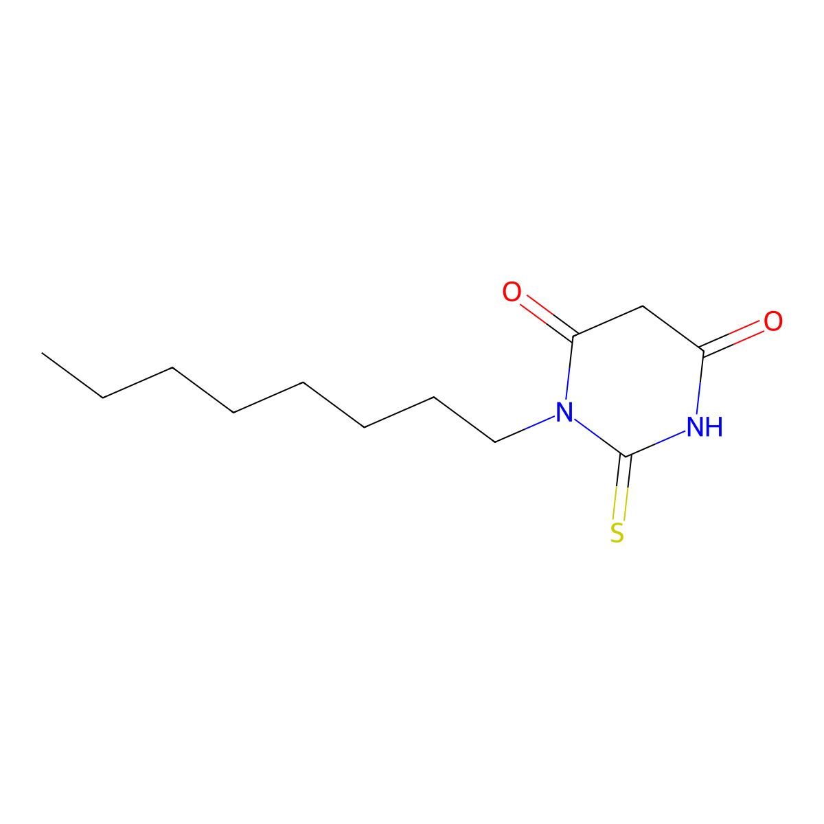 1-Octyl-2-sulfanylidene-1,3-diazinane-4,6-dione molecular structure, CAS 734543-00-1