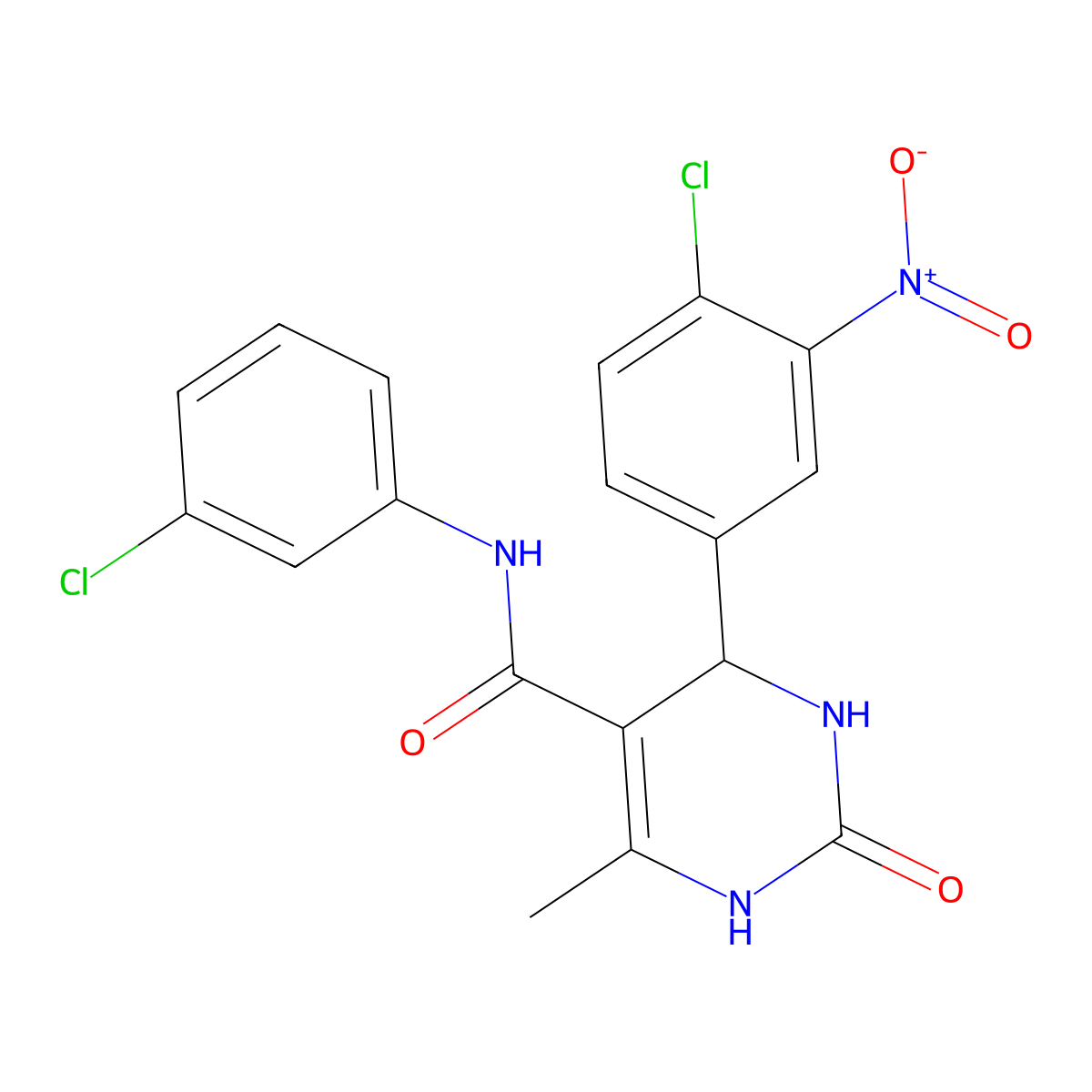 4-(4-chloro-3-nitrophenyl)-N-(3-chlorophenyl)-6-methyl-2-oxo-1,2,3,4-tetrahydropyrimidine-5-carboxamide molecular structure, CAS 734543-31-8