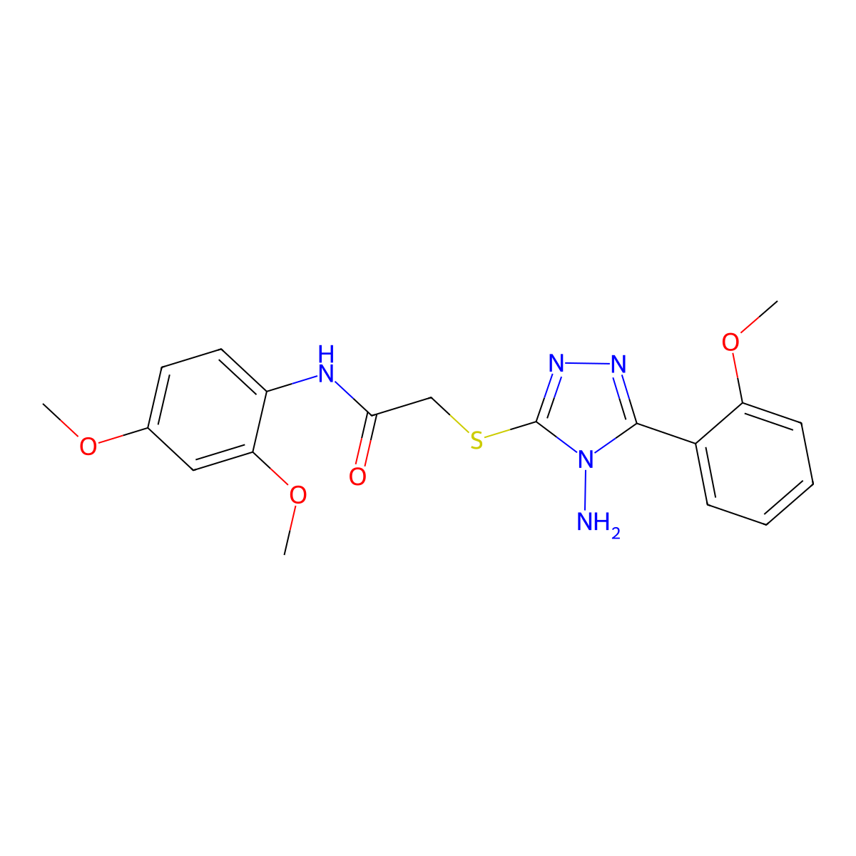 2-{[4-amino-5-(2-methoxyphenyl)-4H-1,2,4-triazol-3-yl]sulfanyl}-N-(2,4-dimethoxyphenyl)acetamide molecular structure, CAS 734543-37-4