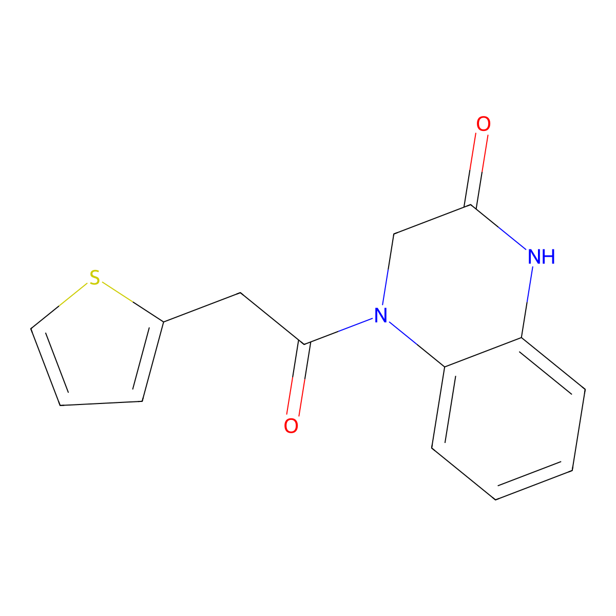 4-(2-Thiophen-2-ylacetyl)-1,3-dihydroquinoxalin-2-one molecular structure, CAS 734545-51-8