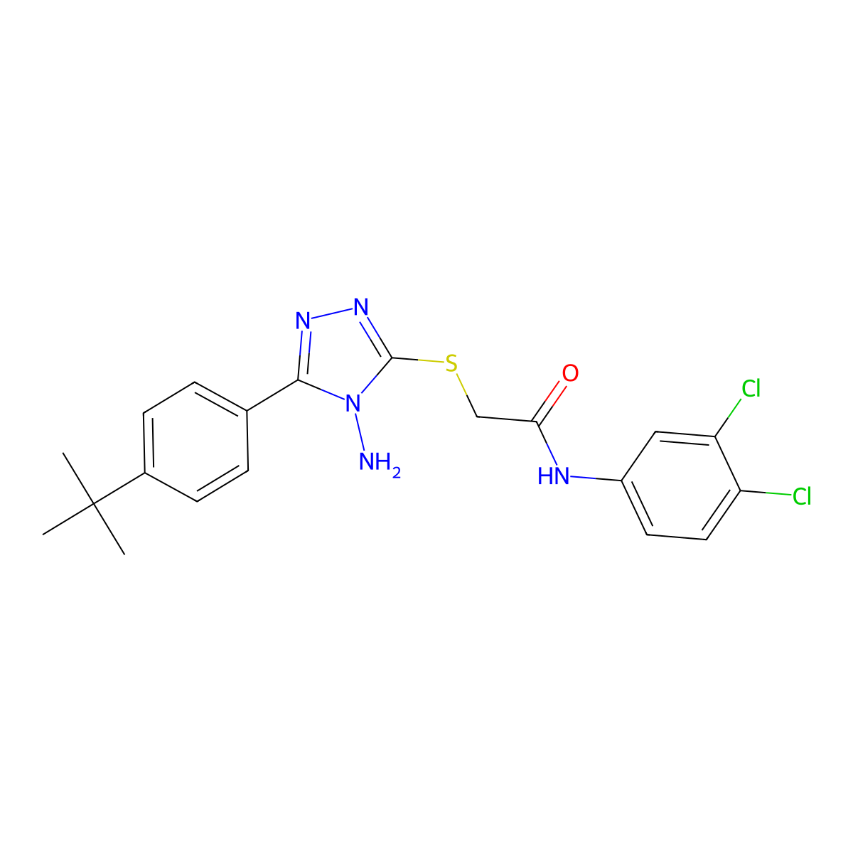 2-{[4-amino-5-(4-tert-butylphenyl)-4H-1,2,4-triazol-3-yl]sulfanyl}-N-(3,4-dichlorophenyl)acetamide molecular structure, CAS 734546-03-3