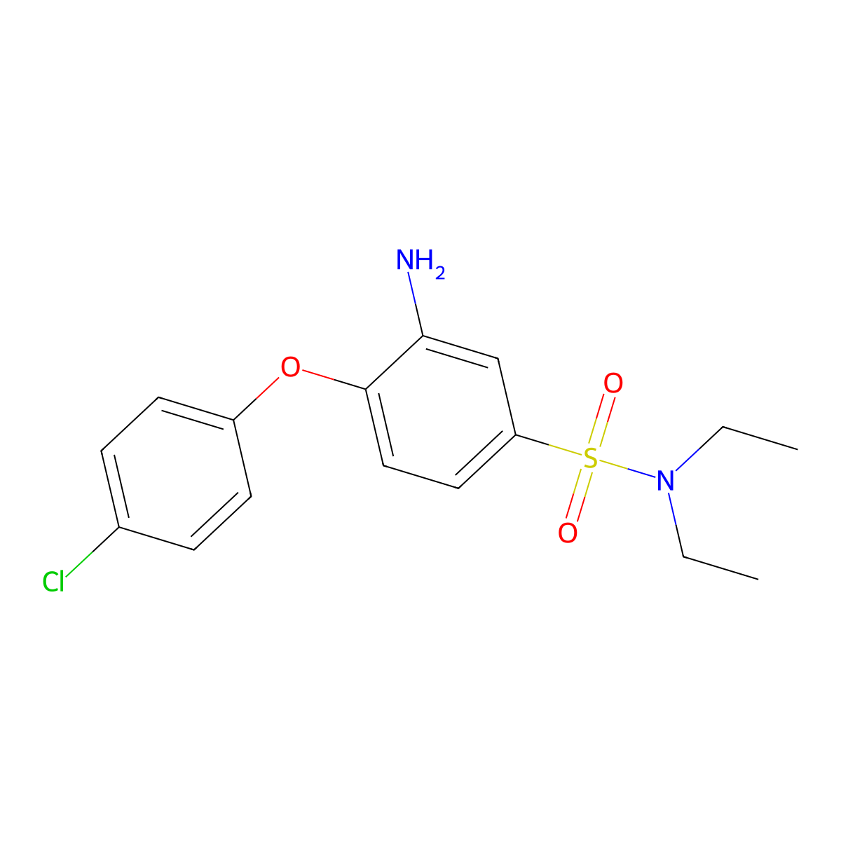 3-amino-4-(4-chlorophenoxy)-N,N-diethylbenzene-1-sulfonamide molecular structure, CAS 734546-50-0