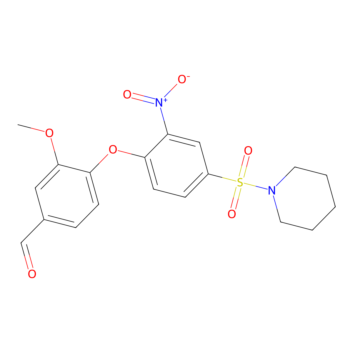 3-Methoxy-4-[2-nitro-4-(piperidine-1-sulfonyl)phenoxy]benzaldehyde molecular structure, CAS 734546-52-2