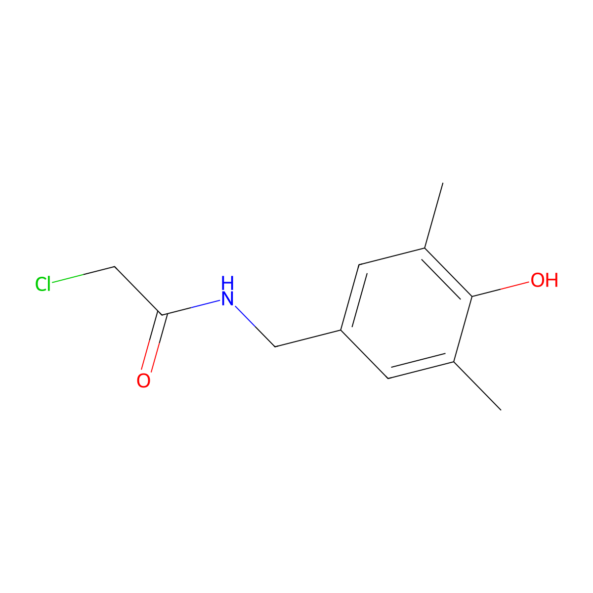 2-chloro-N-[(4-hydroxy-3,5-dimethylphenyl)methyl]acetamide molecular structure, CAS 734546-62-4