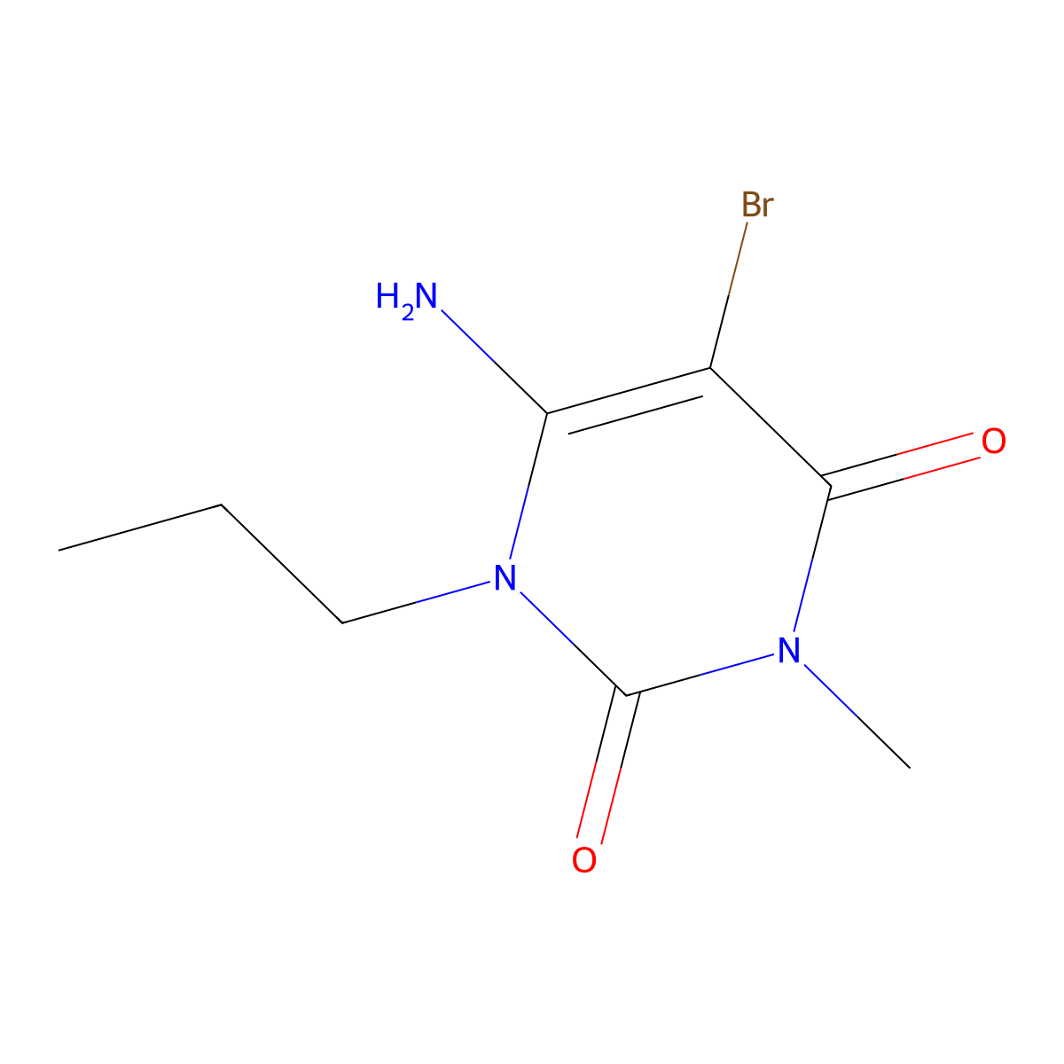 6-Amino-5-bromo-3-methyl-1-propyl-1,2,3,4-tetrahydropyrimidine-2,4-dione molecular structure, CAS 734546-69-1