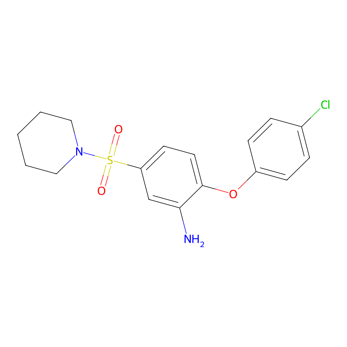 2-(4-Chlorophenoxy)-5-(piperidine-1-sulfonyl)aniline molecular structure, CAS 734546-73-7