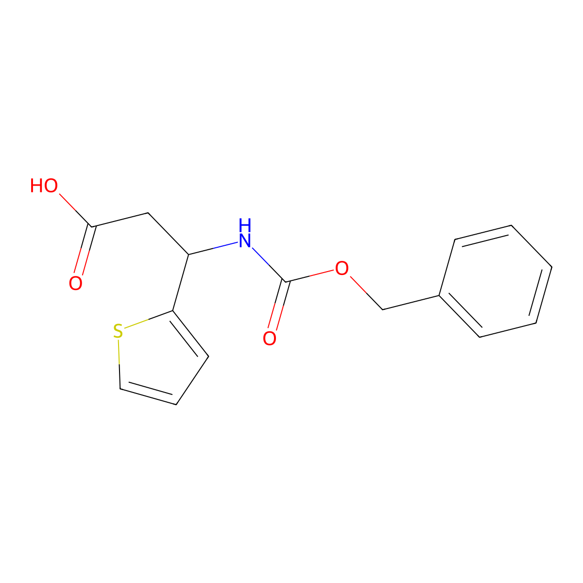 3-{[(Benzyloxy)carbonyl]amino}-3-(2-thienyl)-propanoic acid molecular structure, CAS 73457-03-1