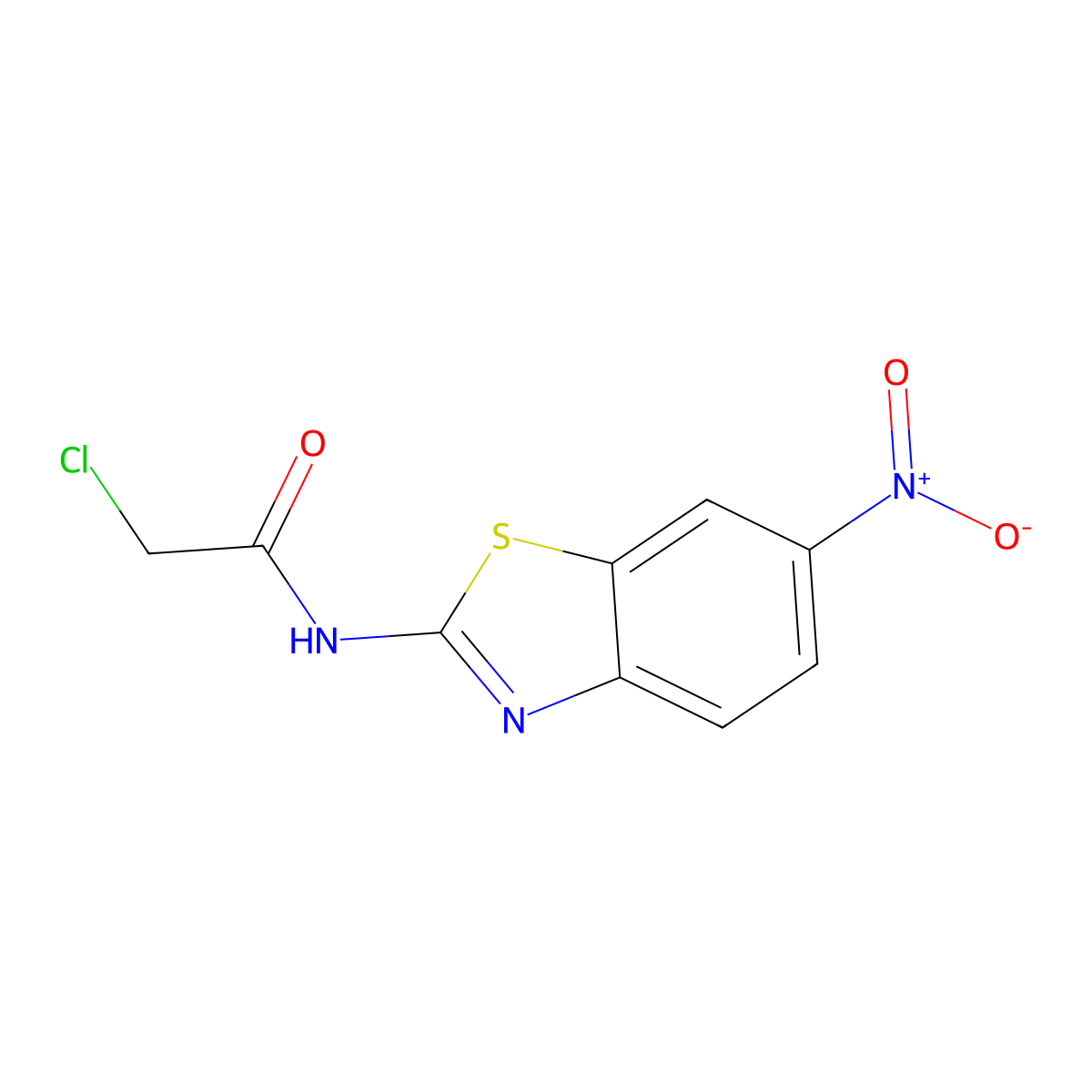 2-chloro-N-(6-nitro-1,3-benzothiazol-2-yl)acetamide molecular structure, CAS 73458-37-4