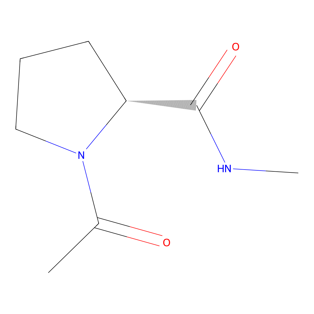 (2R)-1-acetyl-N-methylpyrrolidine-2-carboxamide molecular structure, CAS 73462-80-3