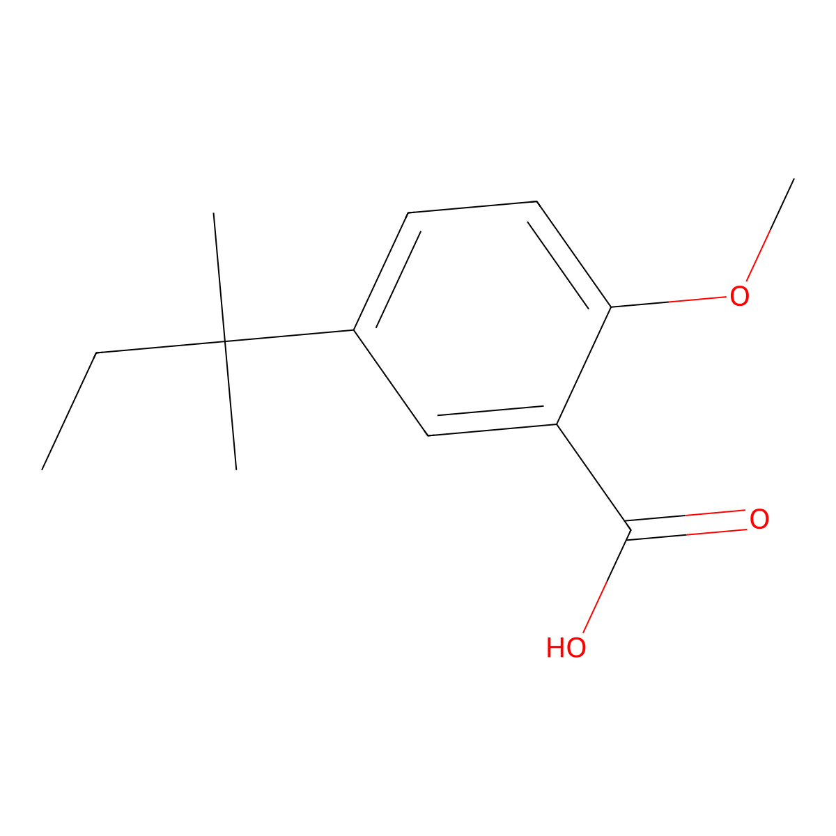5-(1,1-Dimethylpropyl)-2-methoxybenzoic acid molecular structure, CAS 73469-55-3