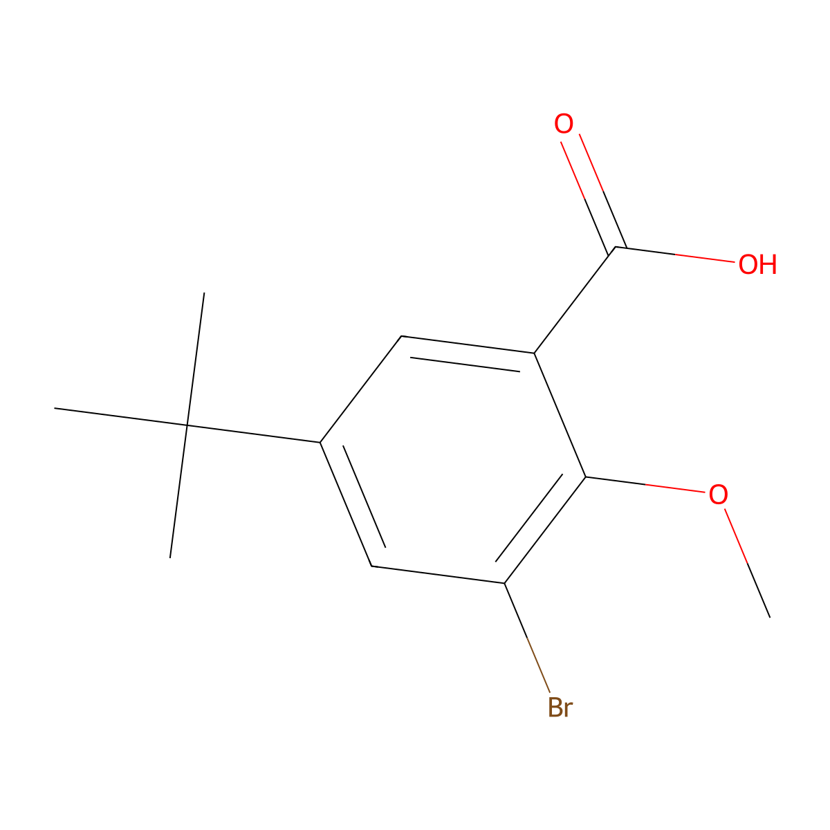 3-Bromo-5-(tert-butyl)-2-methoxybenzoic acid molecular structure, CAS 73469-59-7