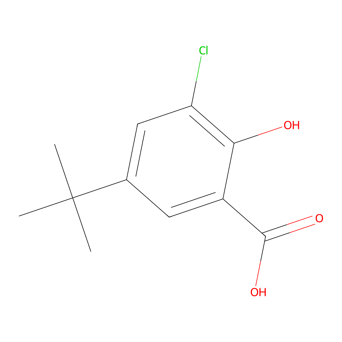 3-Chloro-5-(1,1-dimethylethyl)-2-hydroxybenzoic acid molecular structure, CAS 73469-63-3