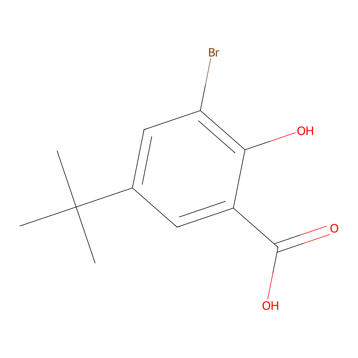 3-Bromo-5-tert-butyl-2-hydroxybenzoic acid molecular structure, CAS 73469-64-4
